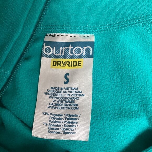 Burton Dryride 1/4 Zip Fleece Top Snowboard Ski Winter Women Sz S Teal 205E - Picture 8 of 9